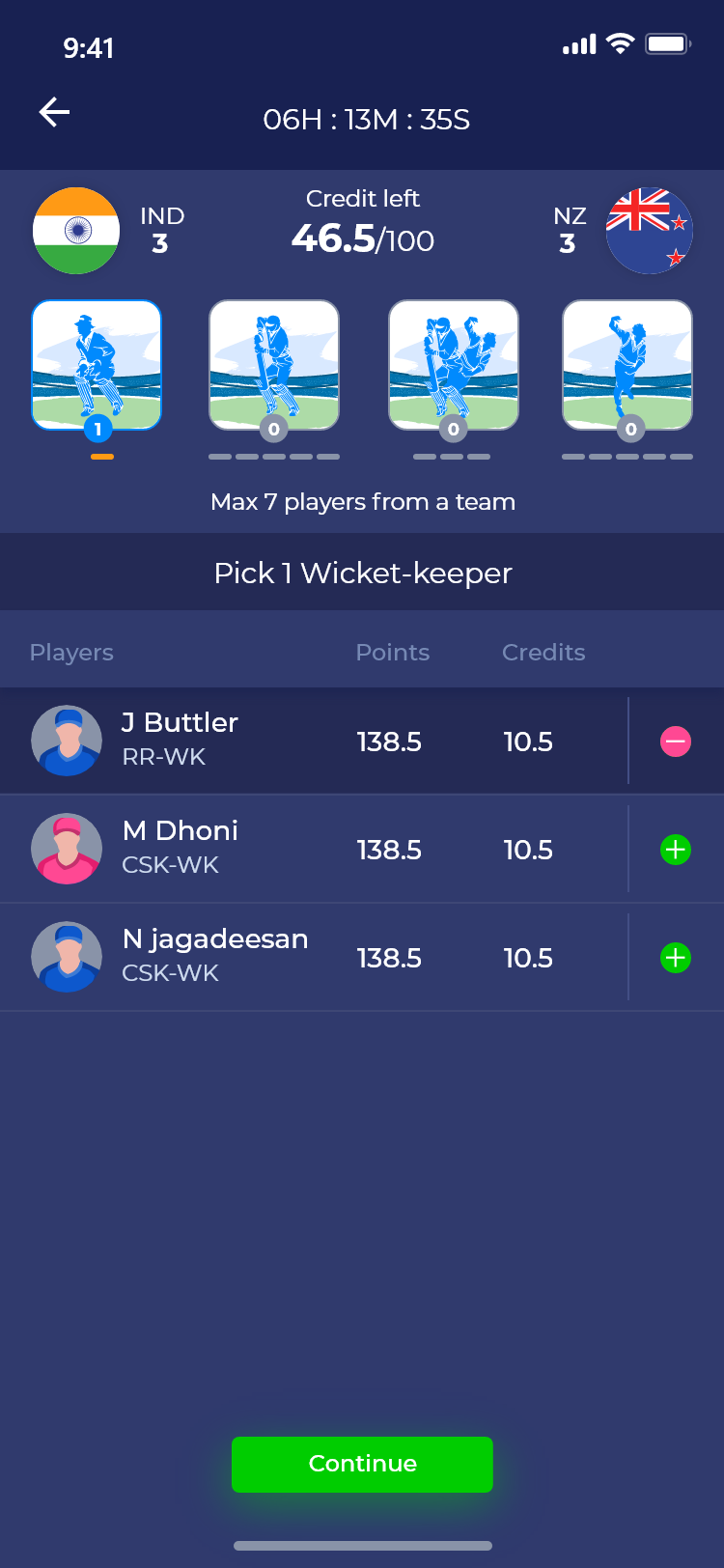 Create Team Cricket