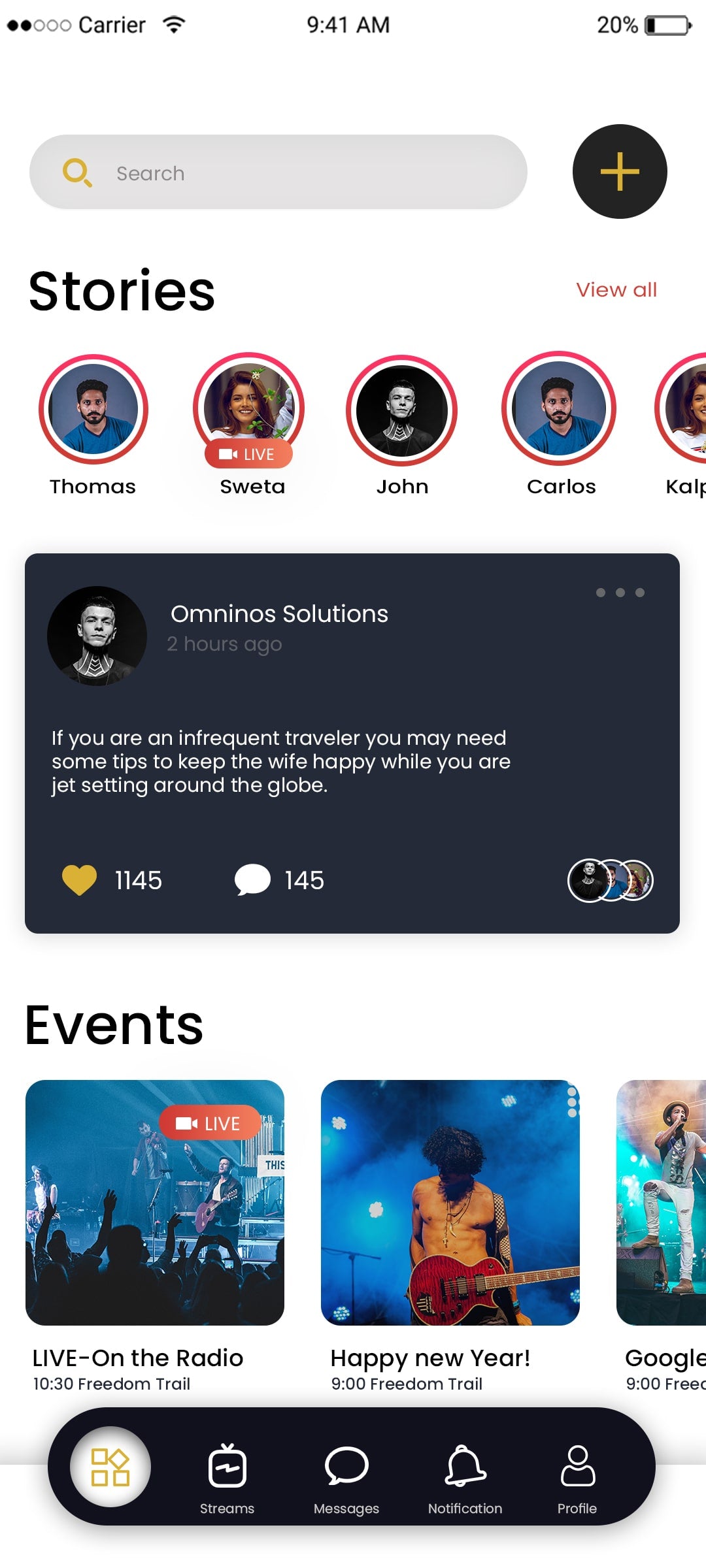 Instagram Clone App: Social Media Experience with Omninos Solutions, Stories Screen