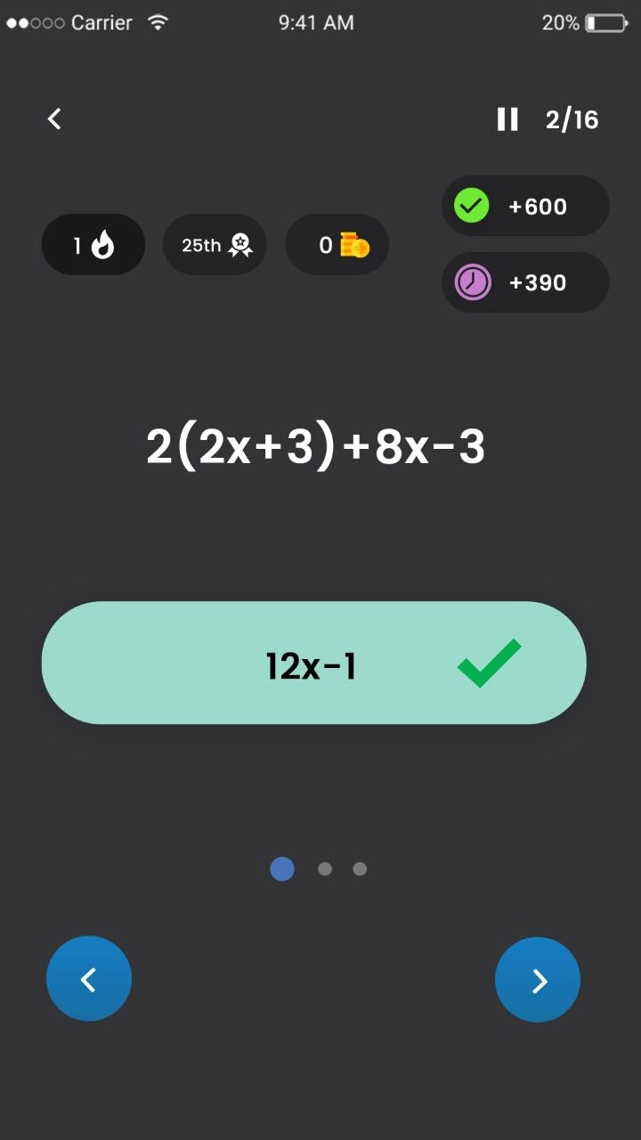 Trivia Game: Correct answer Screen