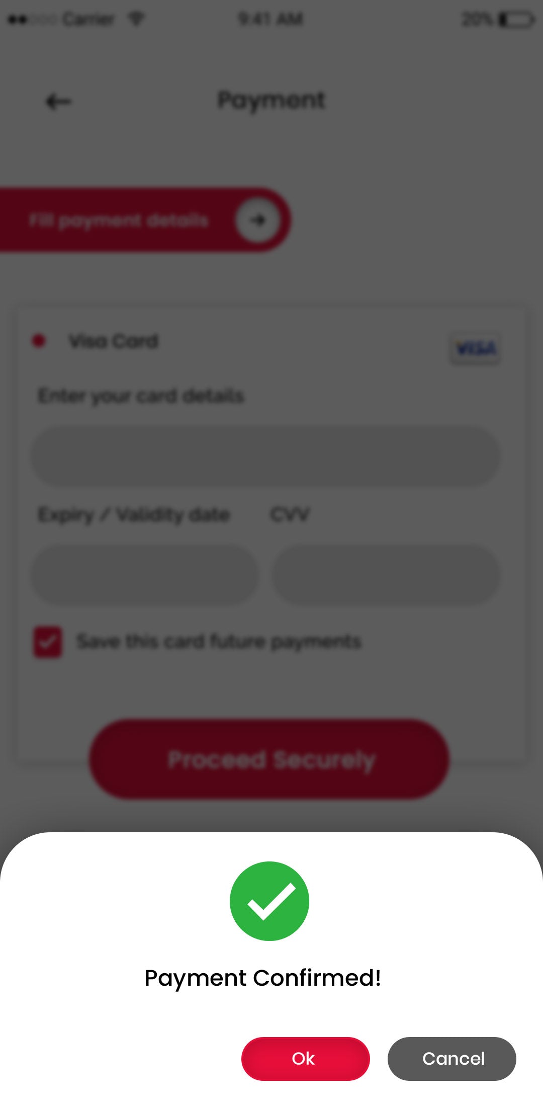 ebay clone app Script Payment Confirmed Screen