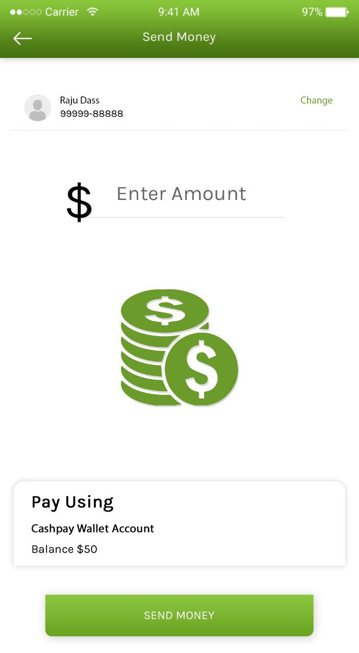 PayPal clone app script Send Money Screen