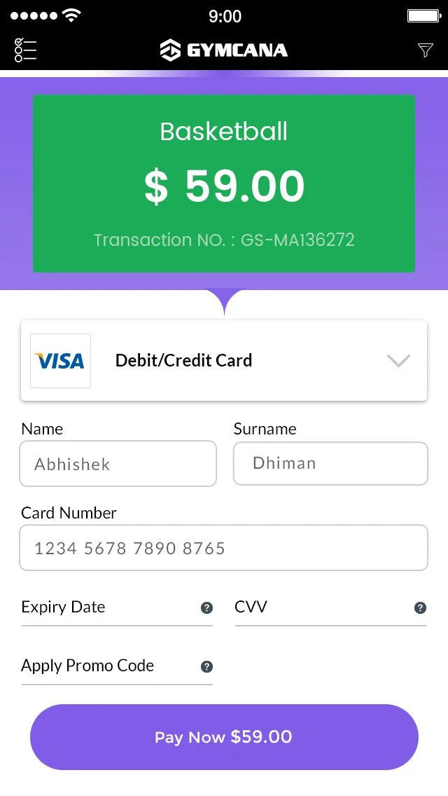 Debit card info