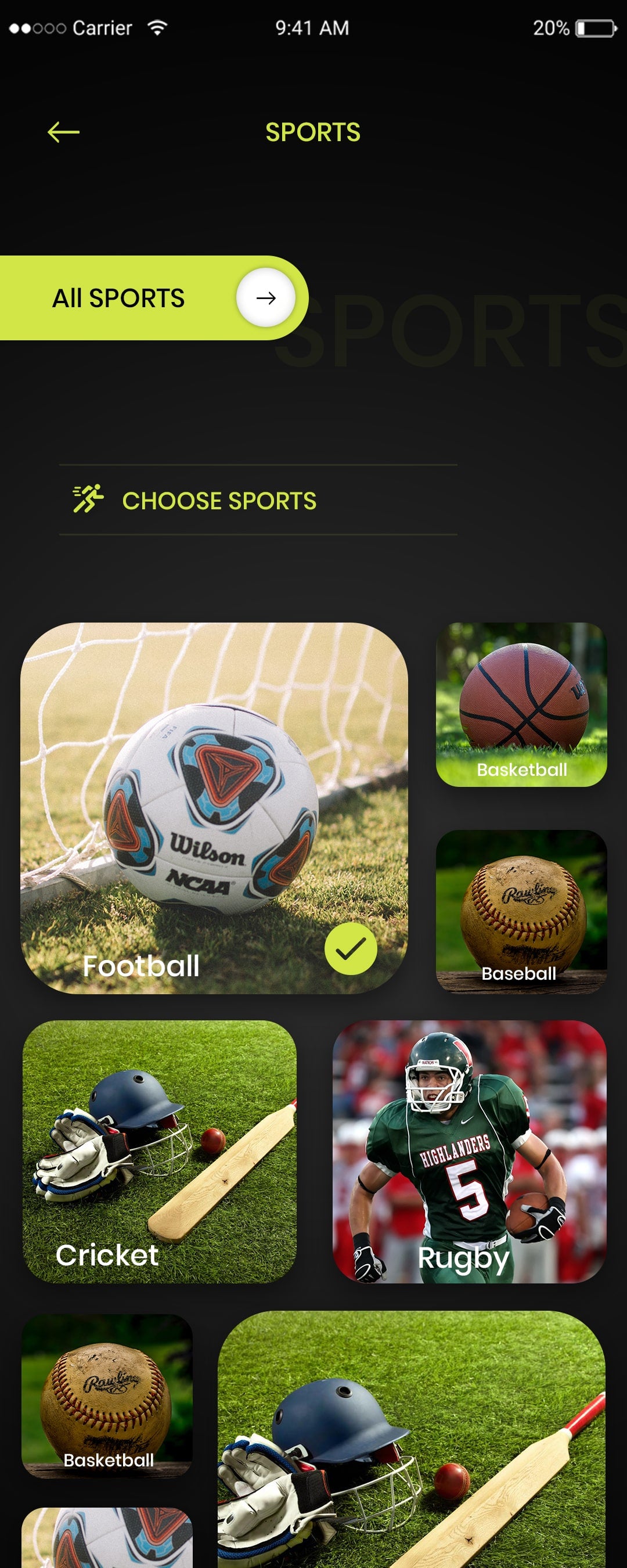 youtube clone app Script Sports List Screen