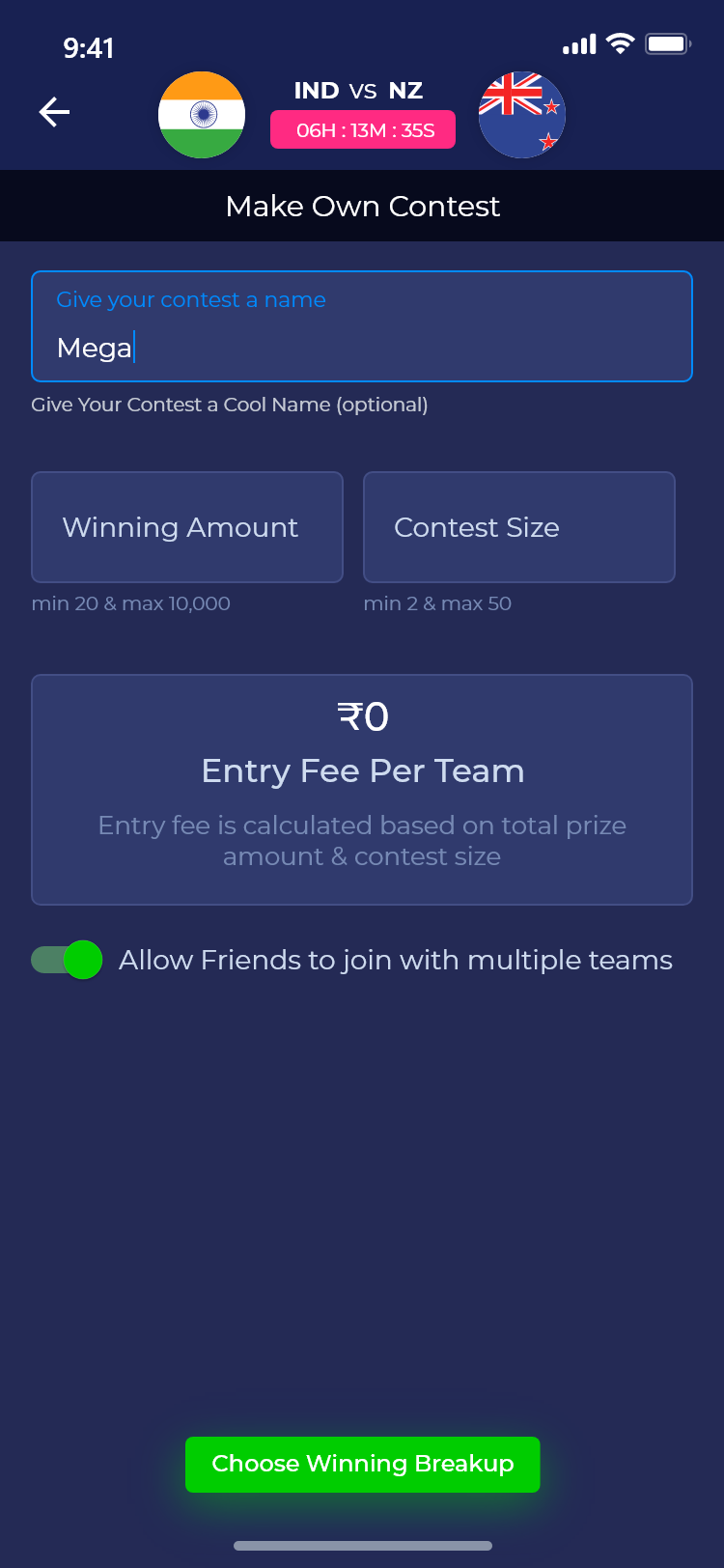 Dream 11 Clone App Script Create Contest Public