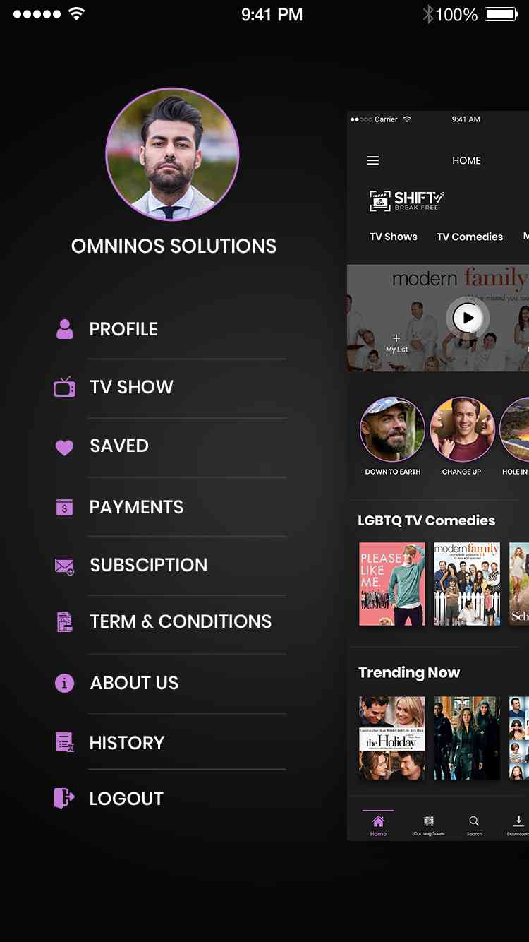 UsTvNow Clone App Script: Menu Screen