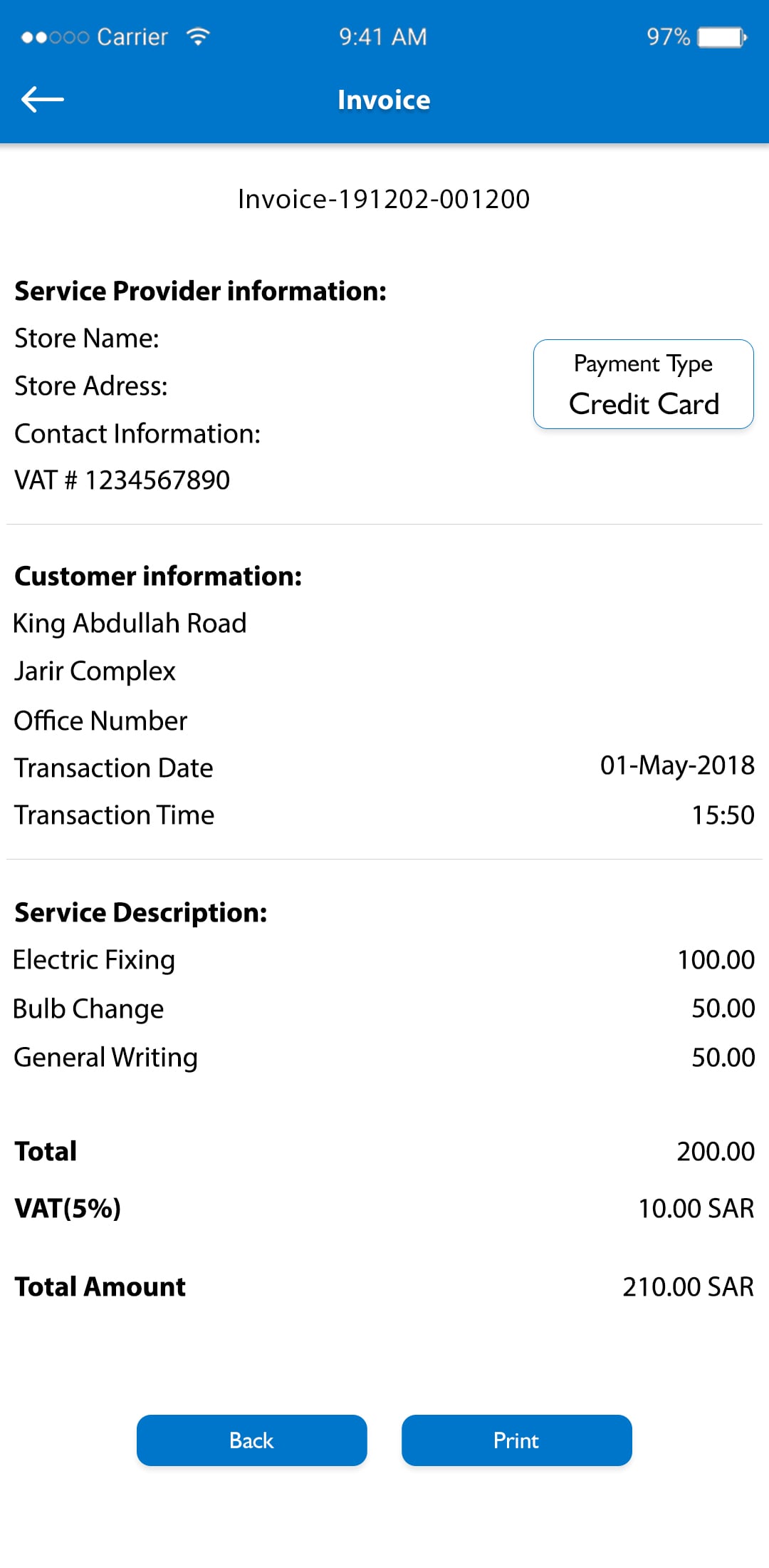 invoice details