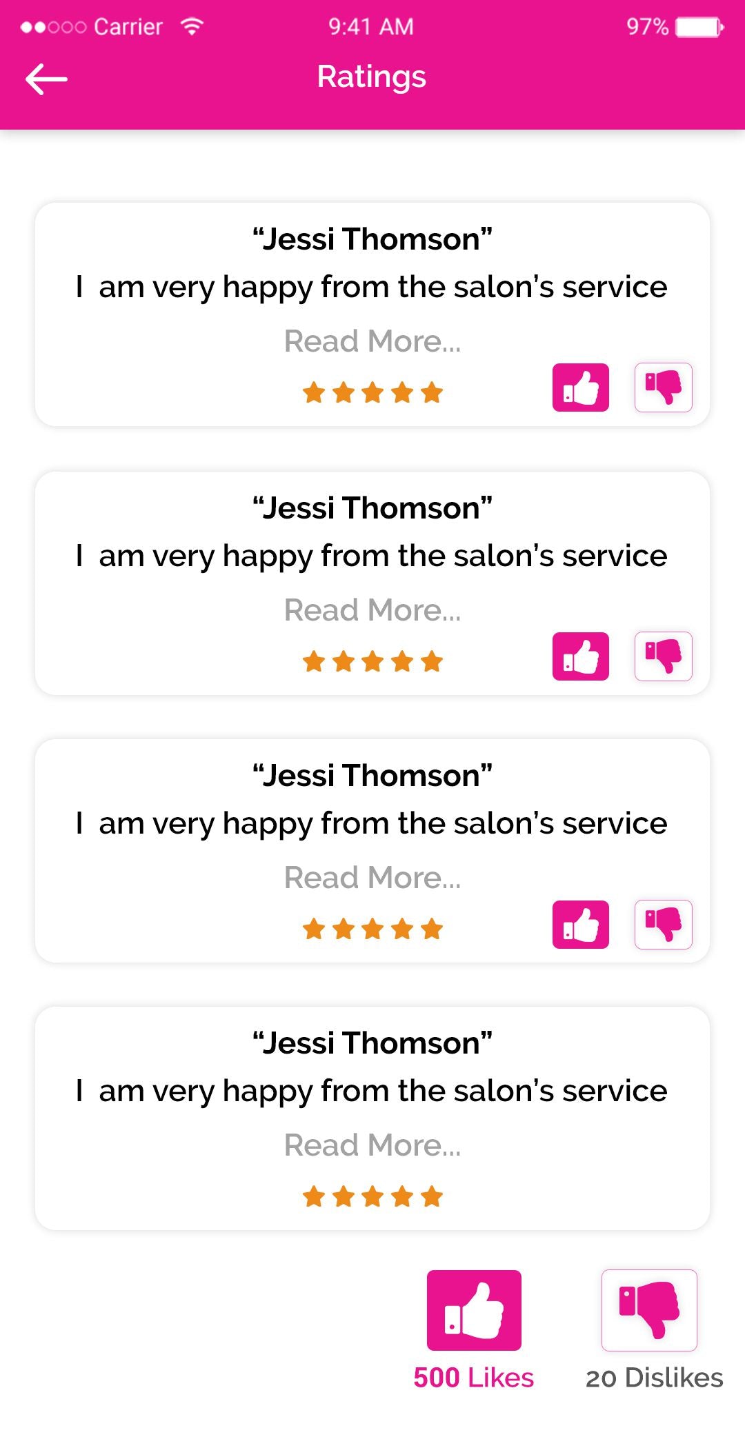 ratings  Users can rate and salon and their services according to their experience.