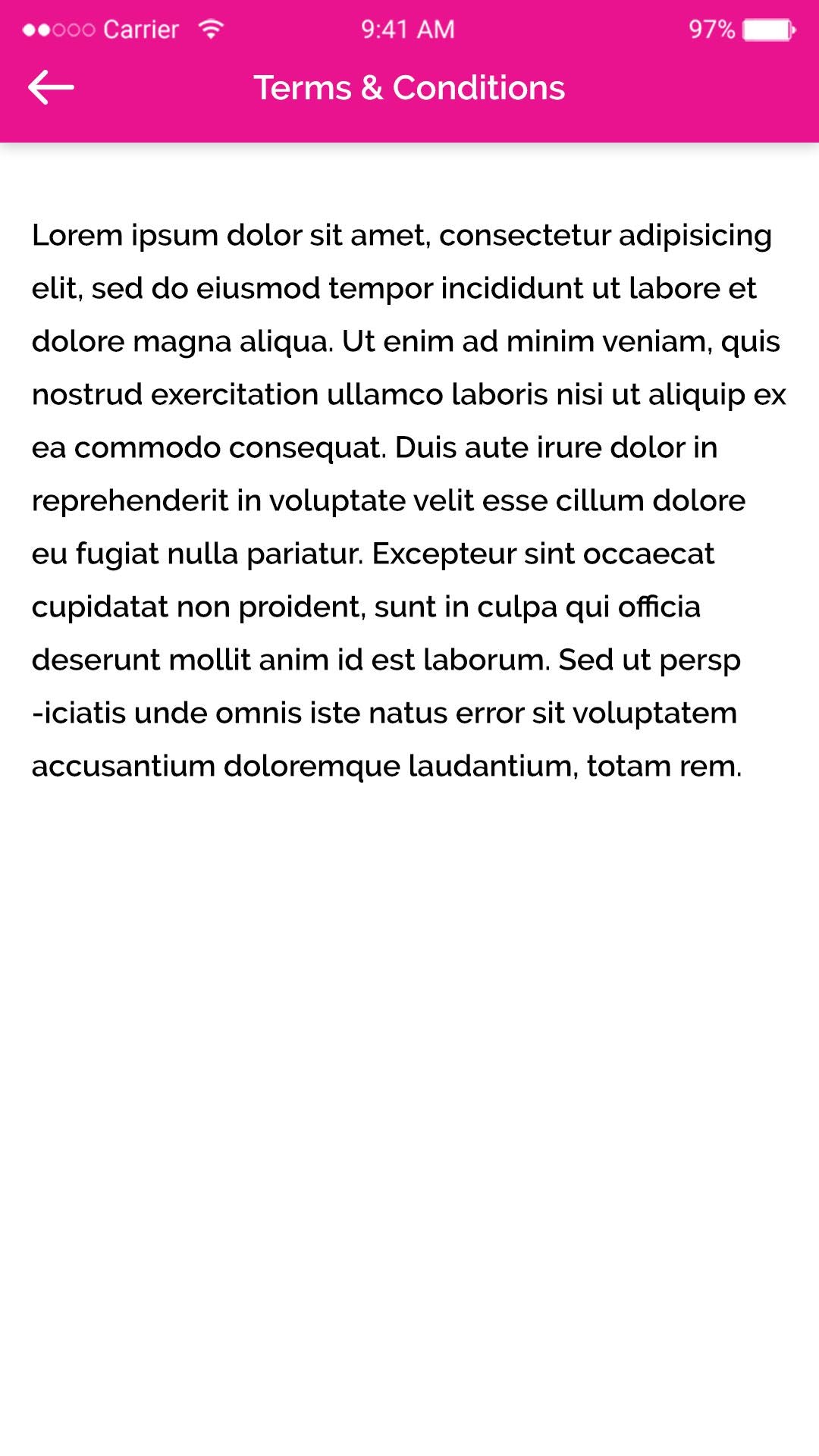 terms & conditions   Users have a section for terms and conditions.