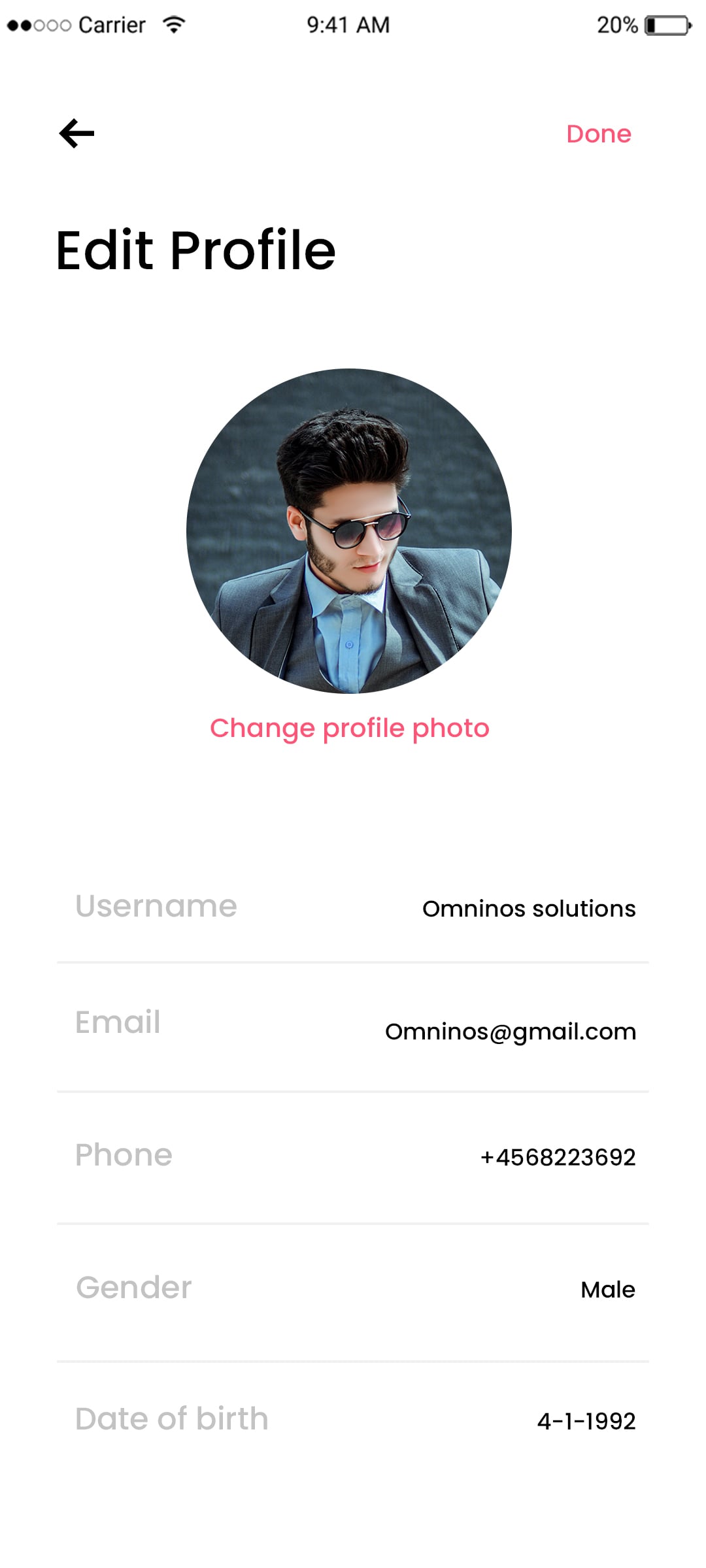 Instagram Clone App: Social Media Experience with Omninos Solutions, Change Profile Screen