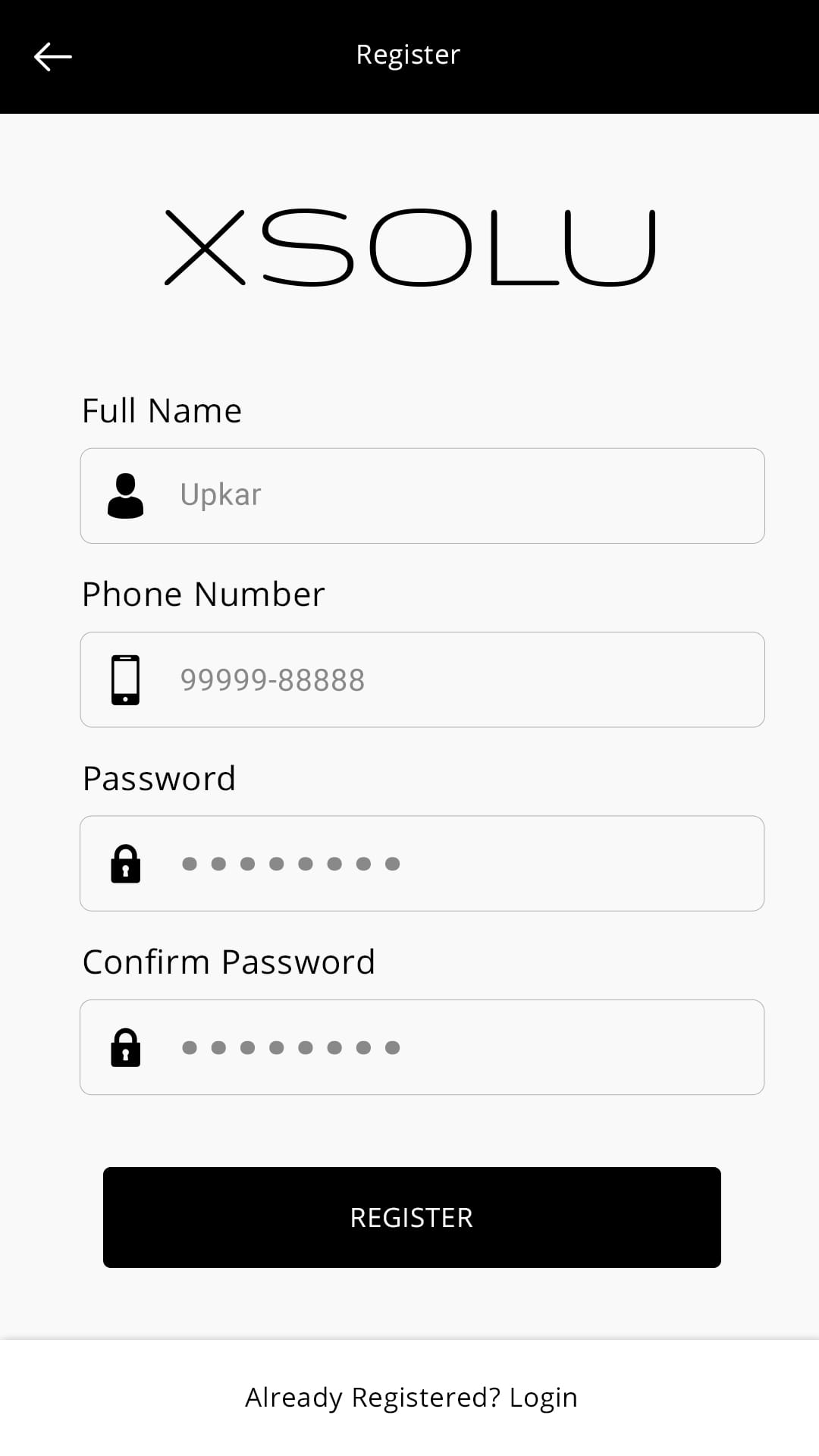 Grab Clone User Registration Screen