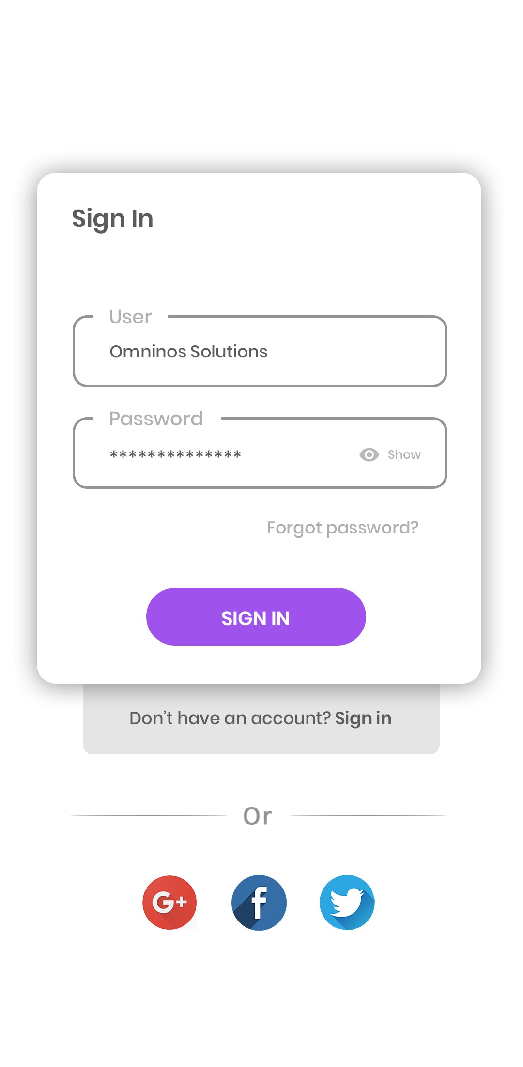 Log In Screen