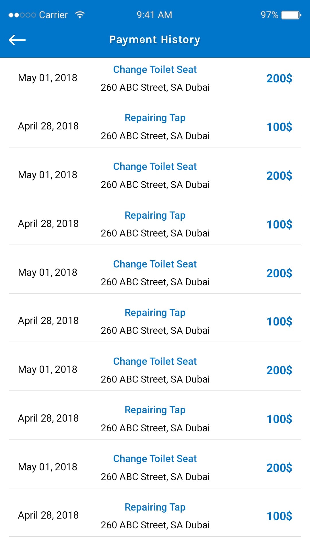 payment history 