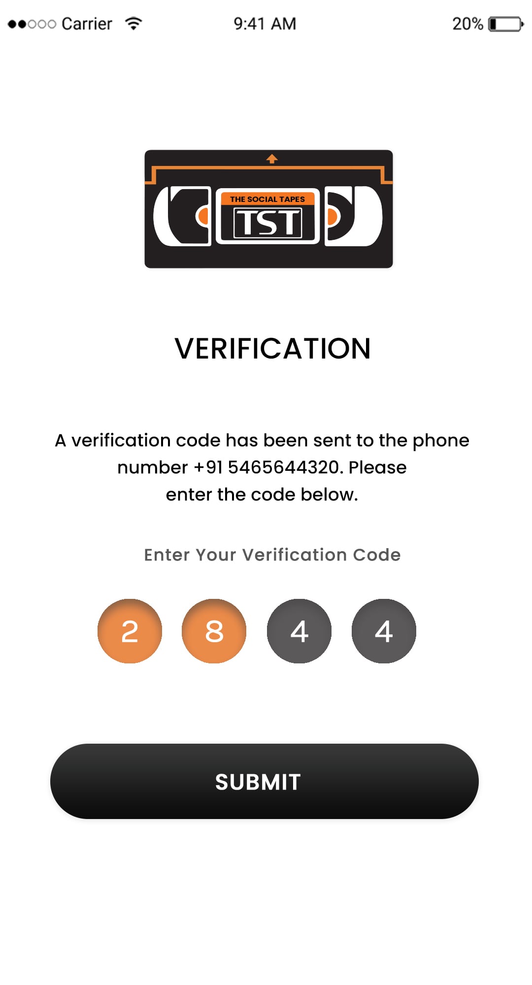 Verification - The correct QTP must be entered before continuing in order to validate the user's entered mobile number.