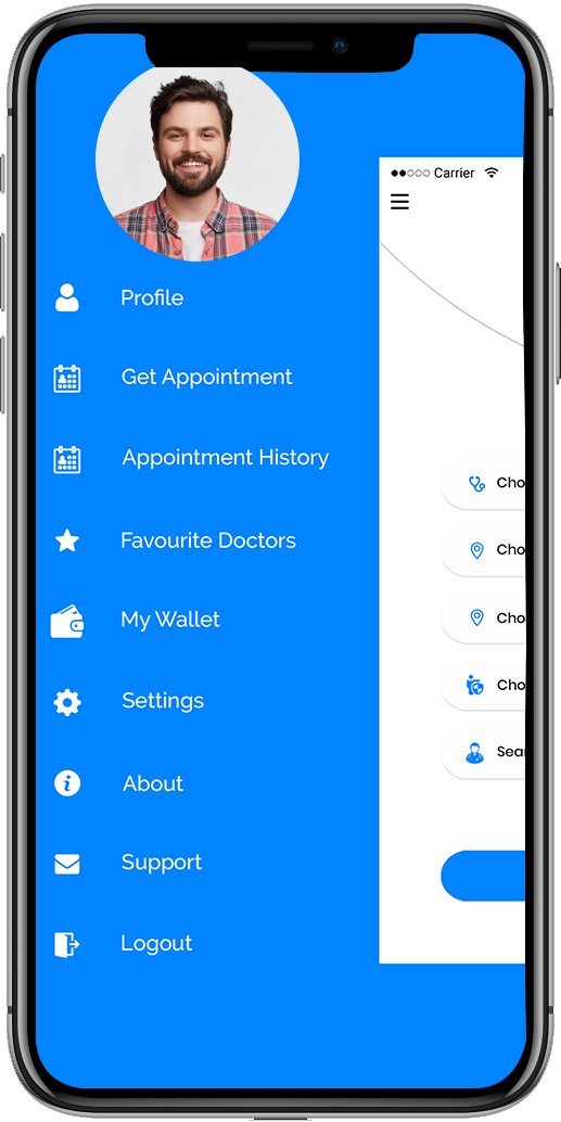 Doctor Anywhere Clone Script sidebar options