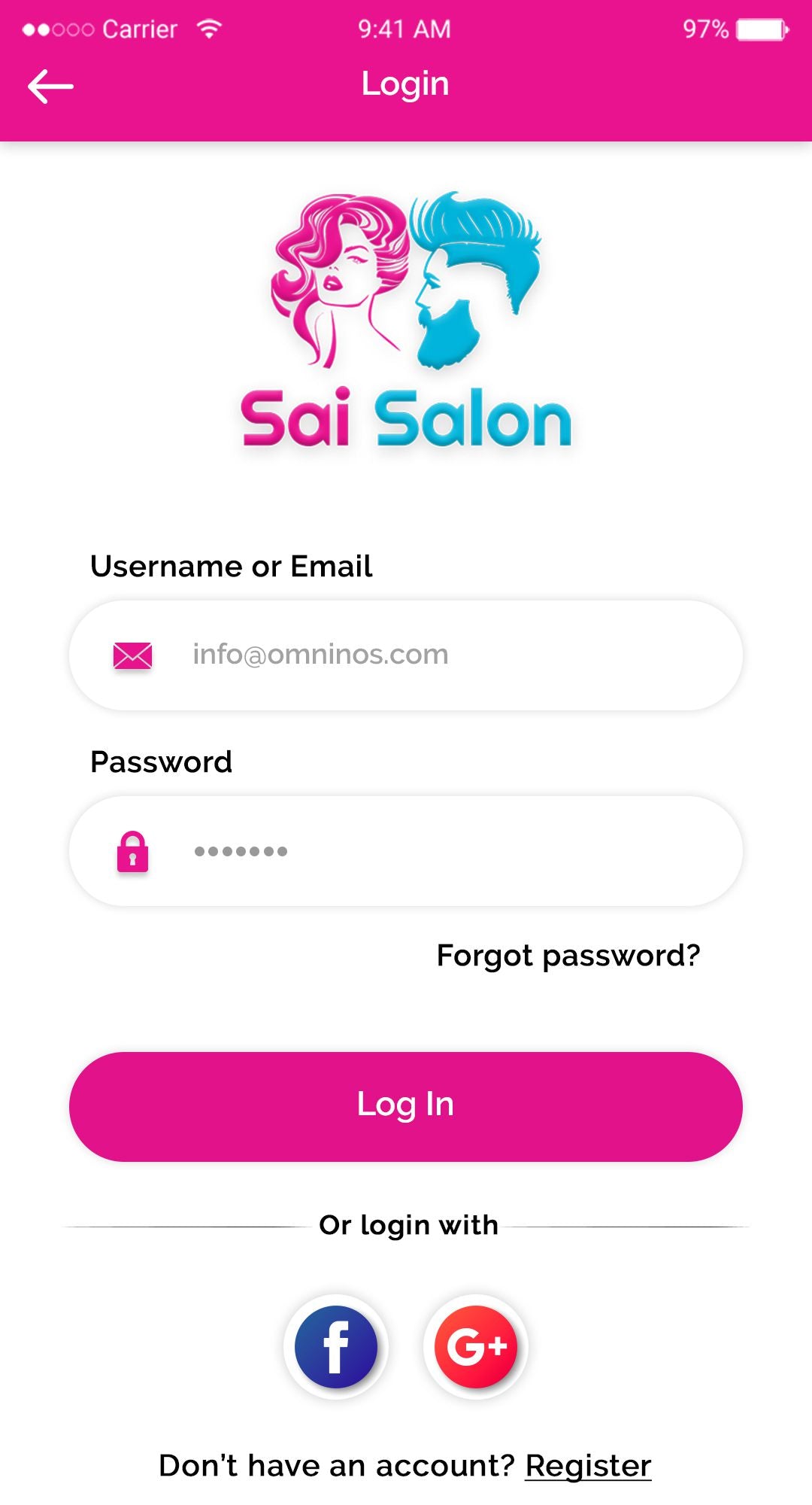 login  Users can login into an app with username and passwords.