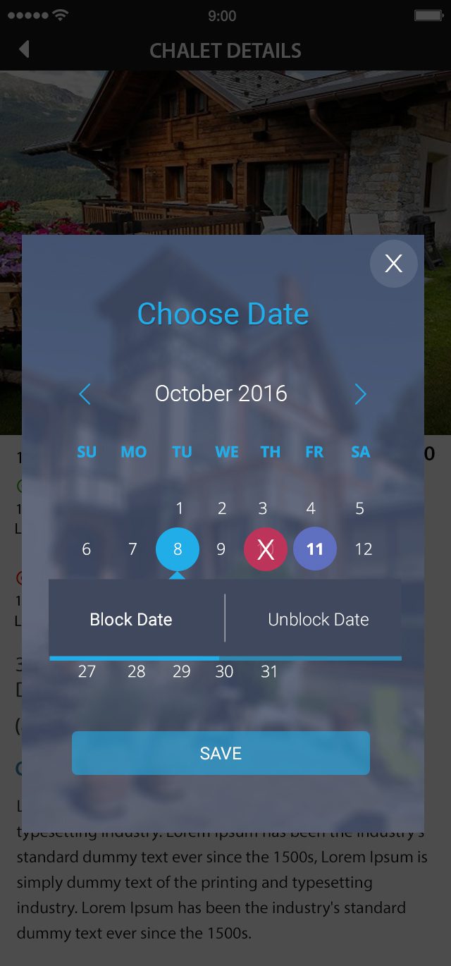 Airbnb Rooms Clone app Choose Booking Date 