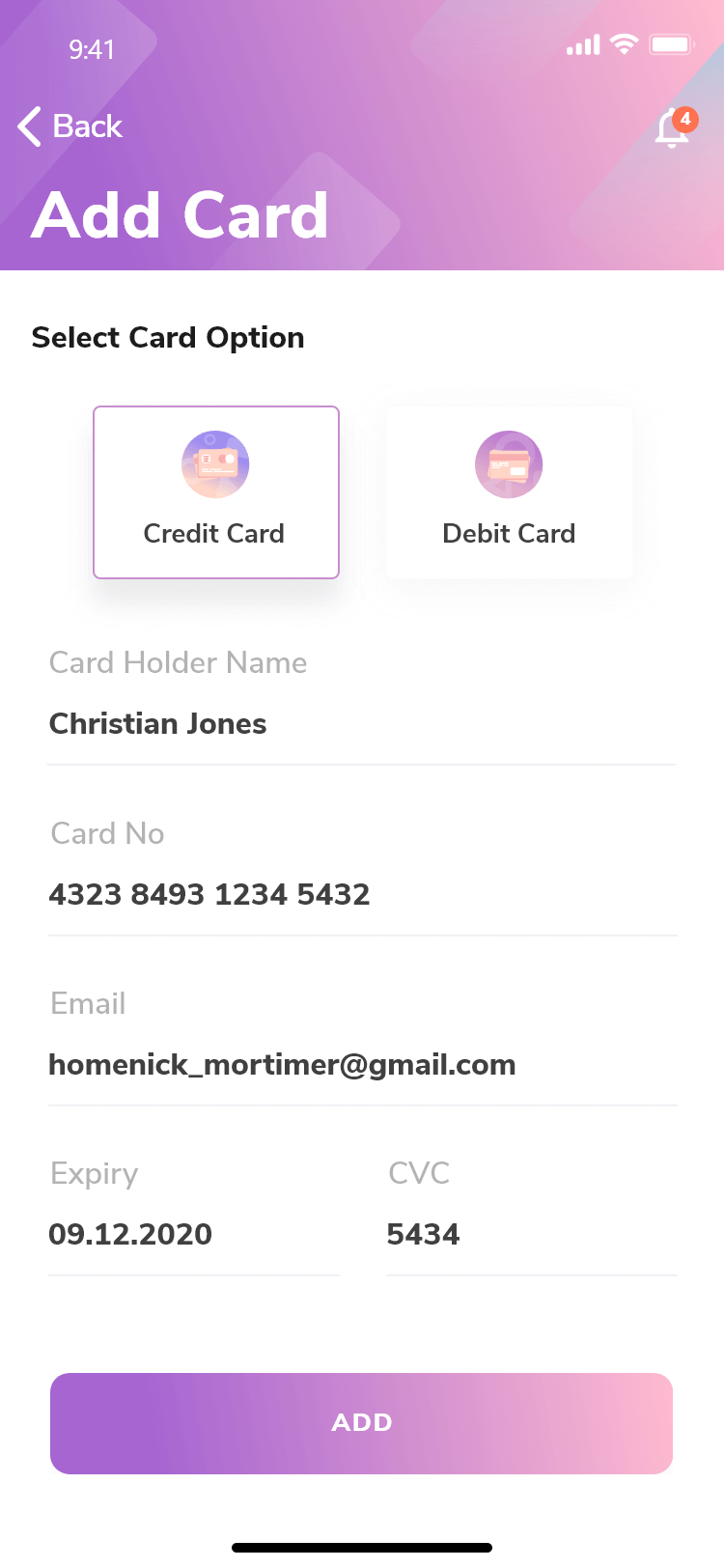 Add Card  Users will receive a successful verification  done message.  