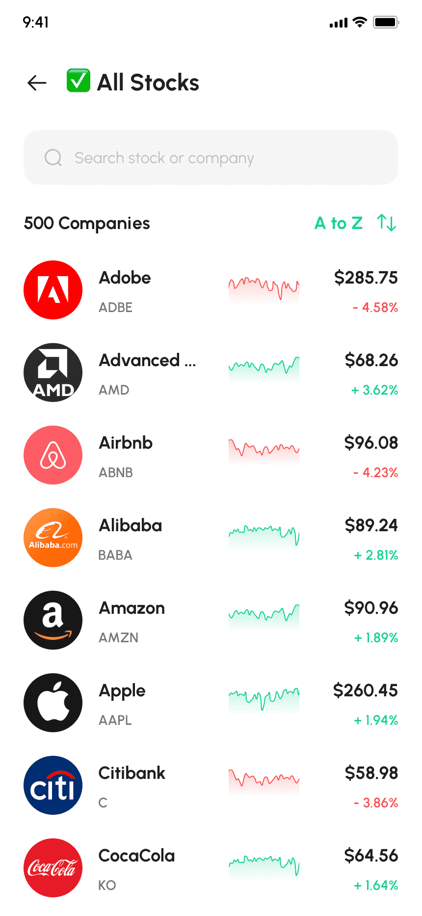 Stock List & Selection