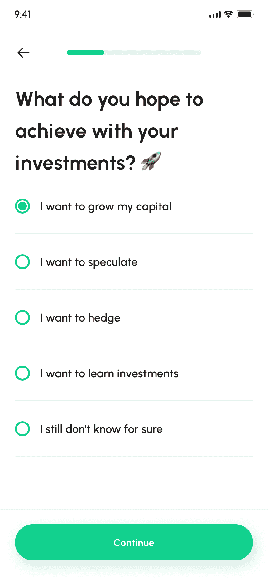 Fidelity Investments Clone App Script: Start Your Trade Investment With Omninos, Investment Goal Screen