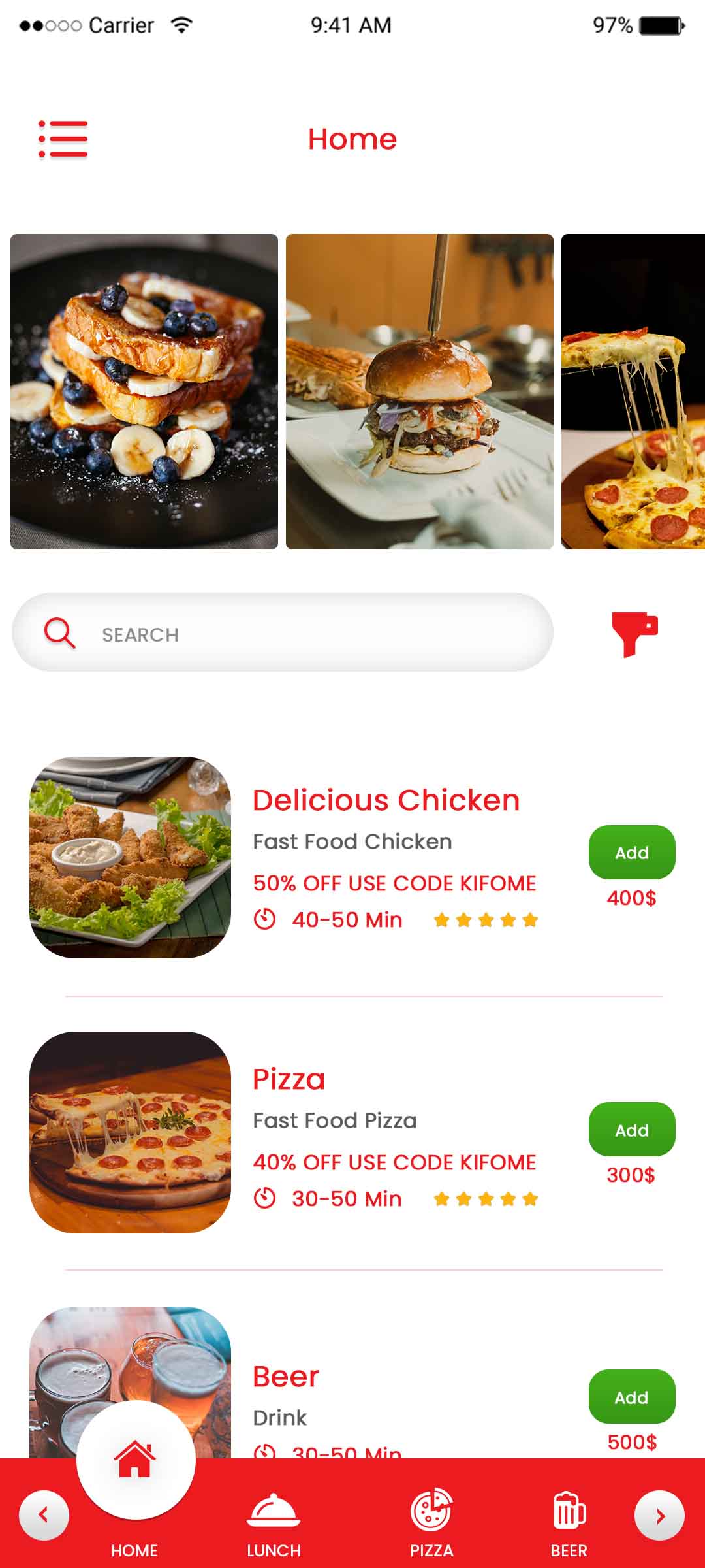 Foodpanda Clone Home Screen