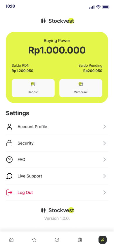 OANDA Forex Trading Clone App Script: Build Your Own Trading App, account settings