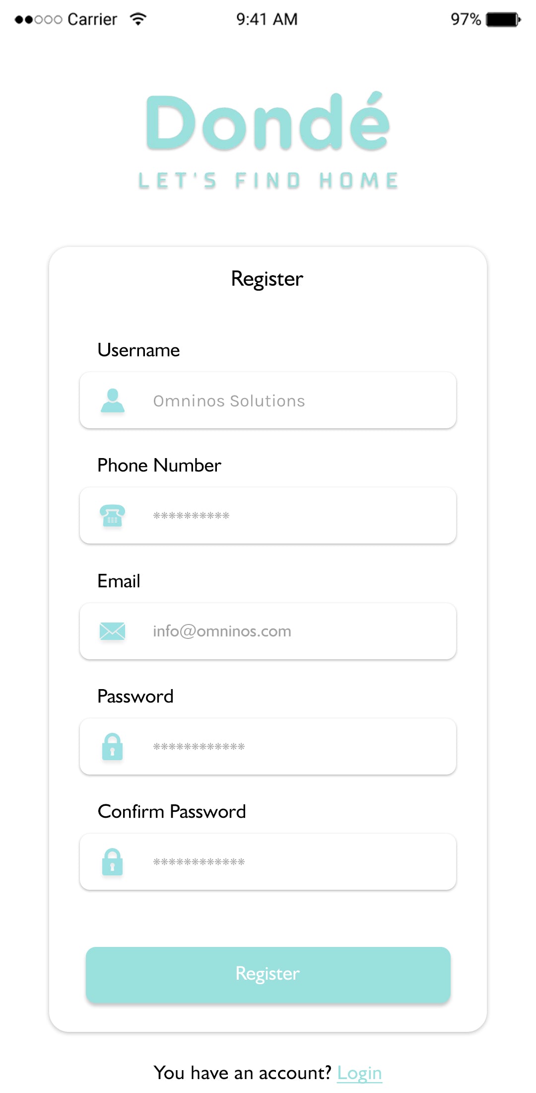 zellow clone register screen 